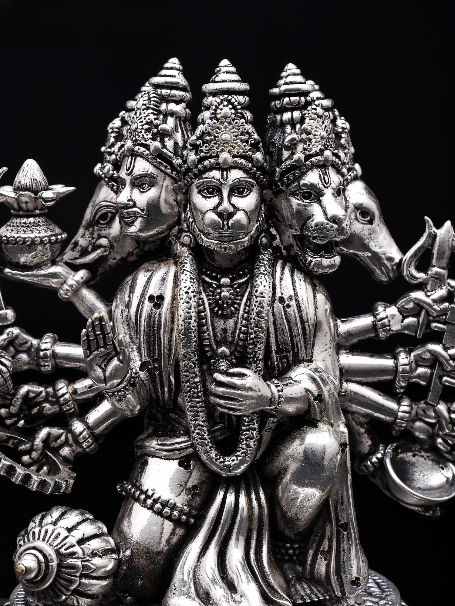 Brass Superfine Statue of Panchamukhi Hanuman - 2