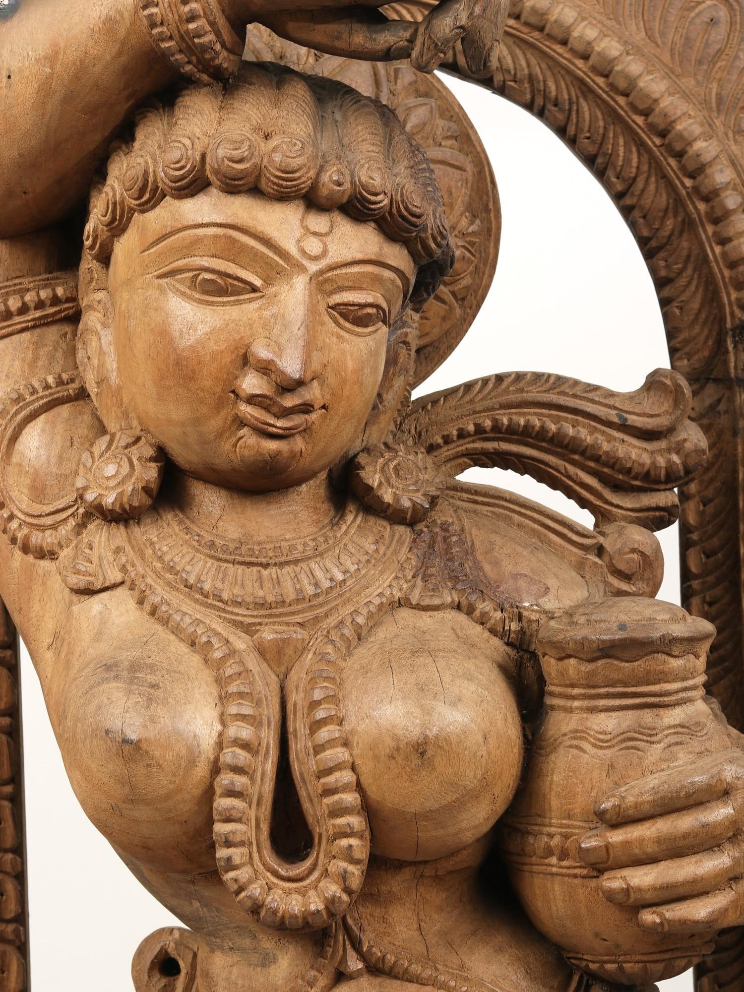 41" Dancing Apsara | Wood Carved Statue - 2