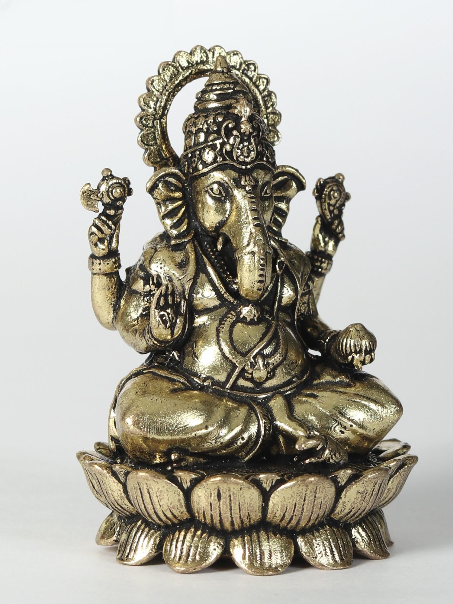 Small Lord Ganesha Seated on Lotus Pedestal - 2