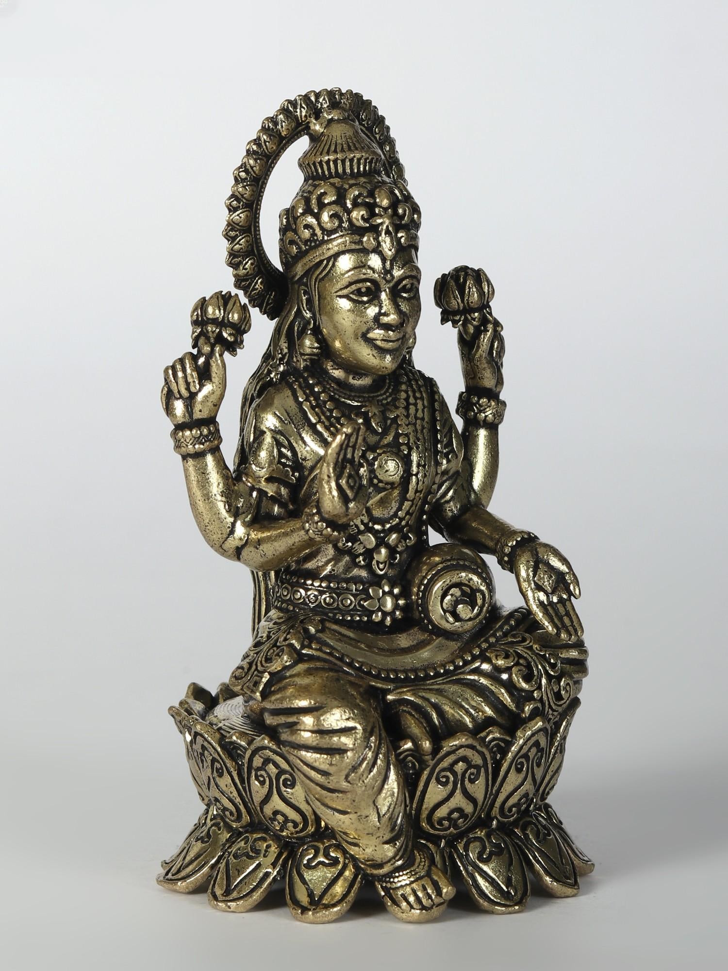 Small Blessing Goddess Lakshmi | Brass Statue - 2