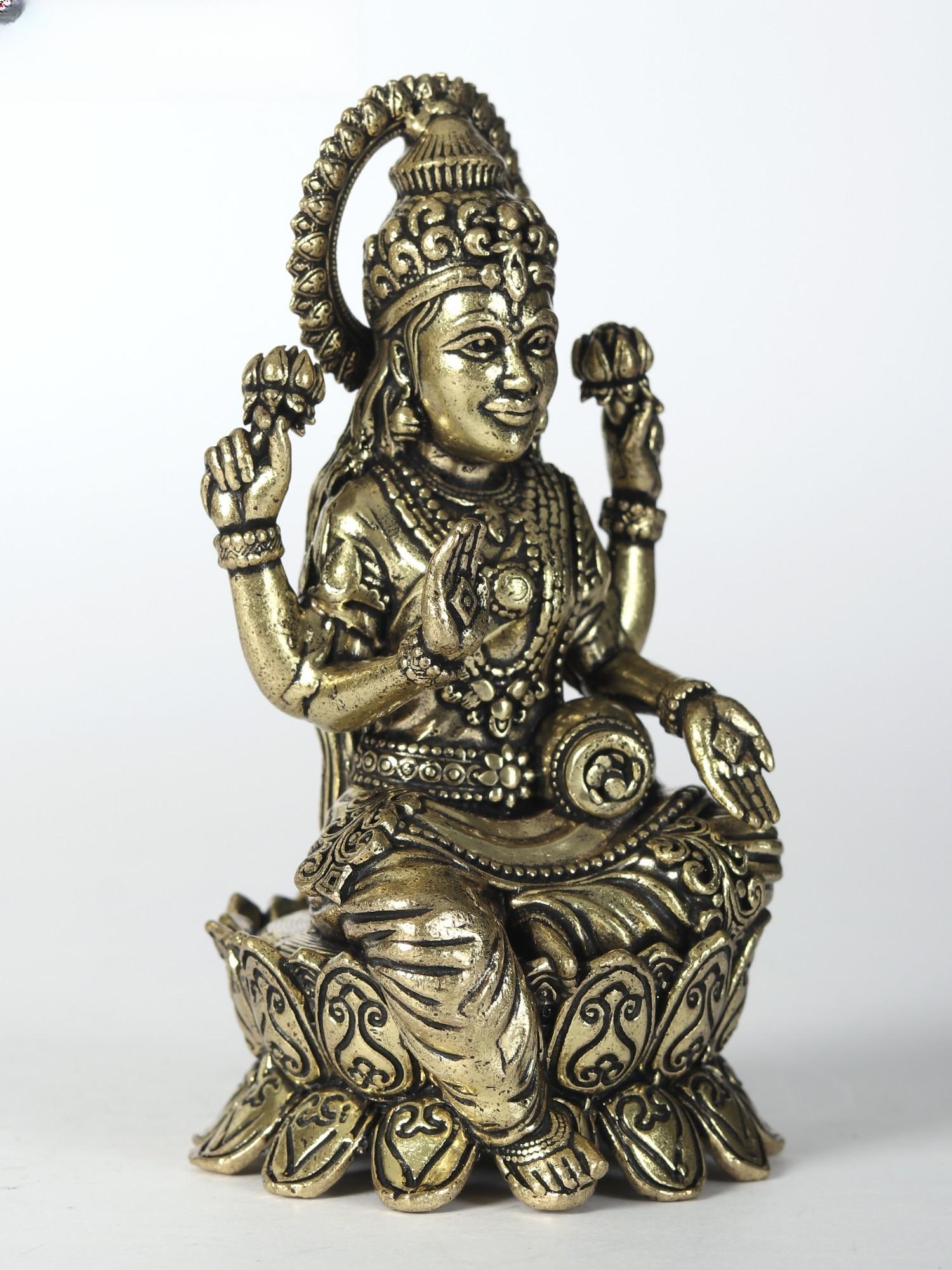 Small Blessing Goddess Lakshmi | Brass Statue - 2