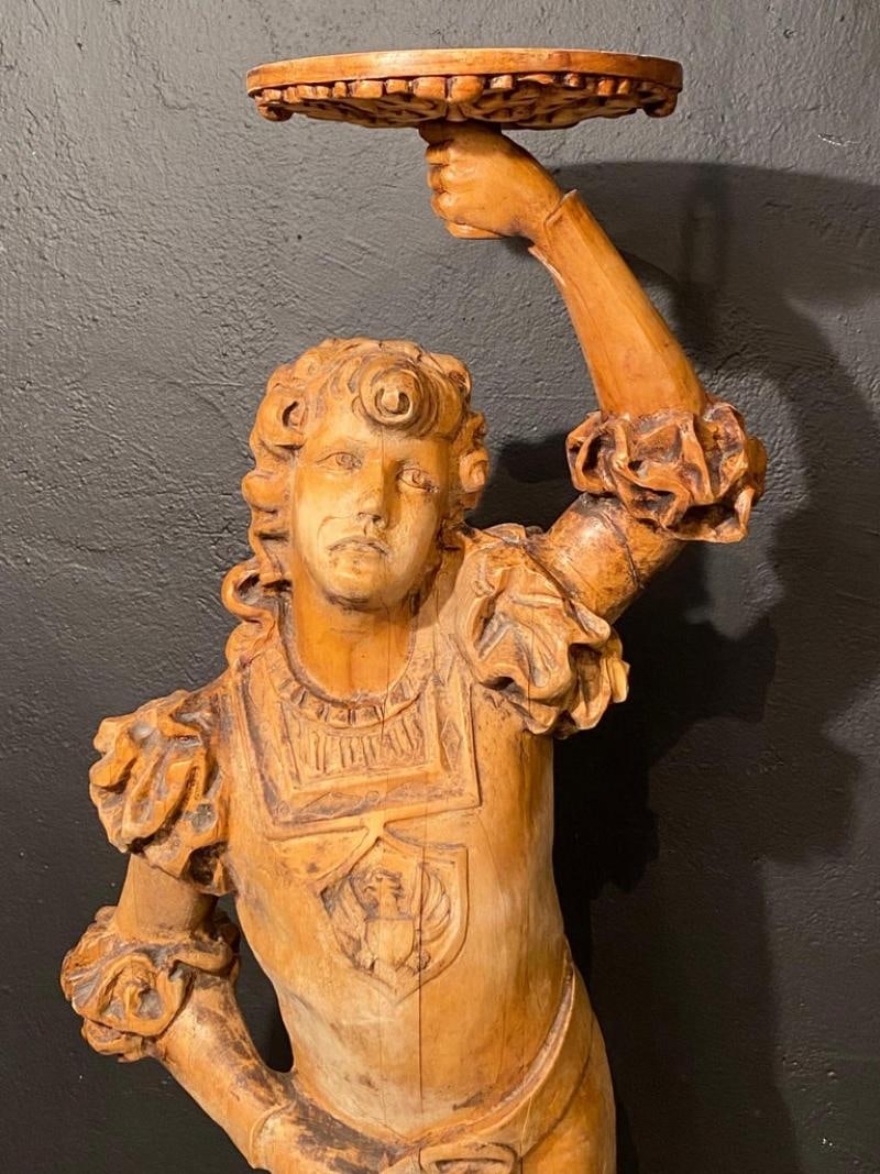 Italian Carved Wood Figural Card Stand, Receiver, Late 18th Century - 9
