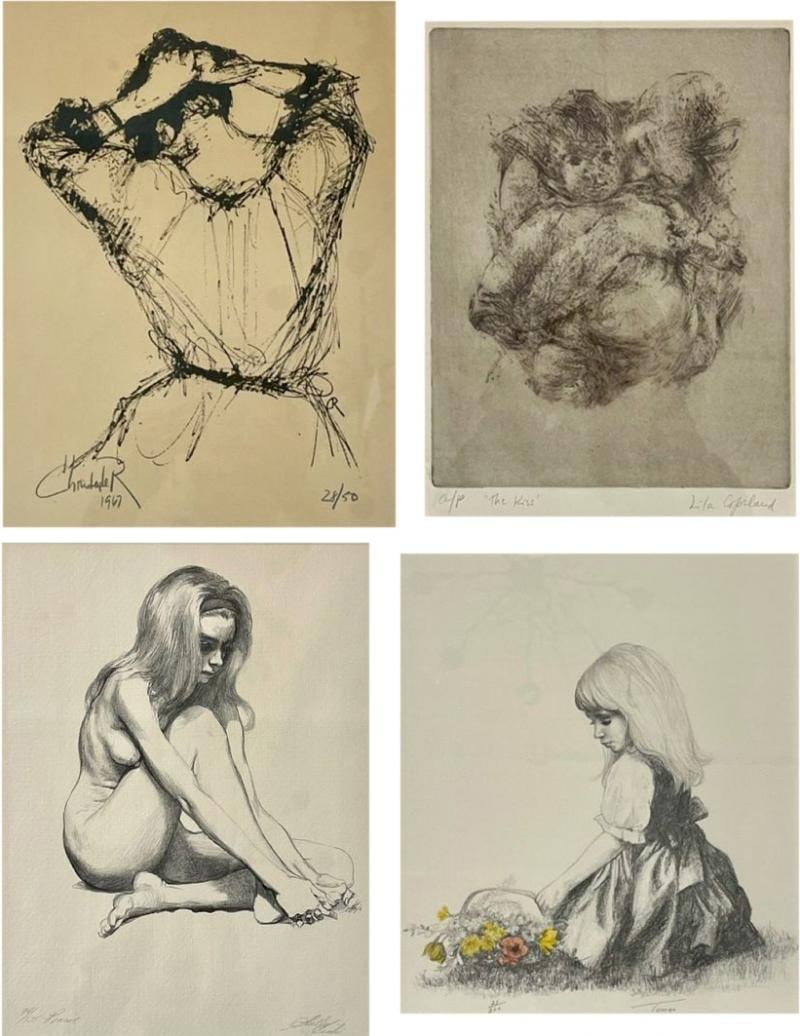 Four Framed Pencil Signed and Numbered Etchings, Finely Framed and Matted - 2
