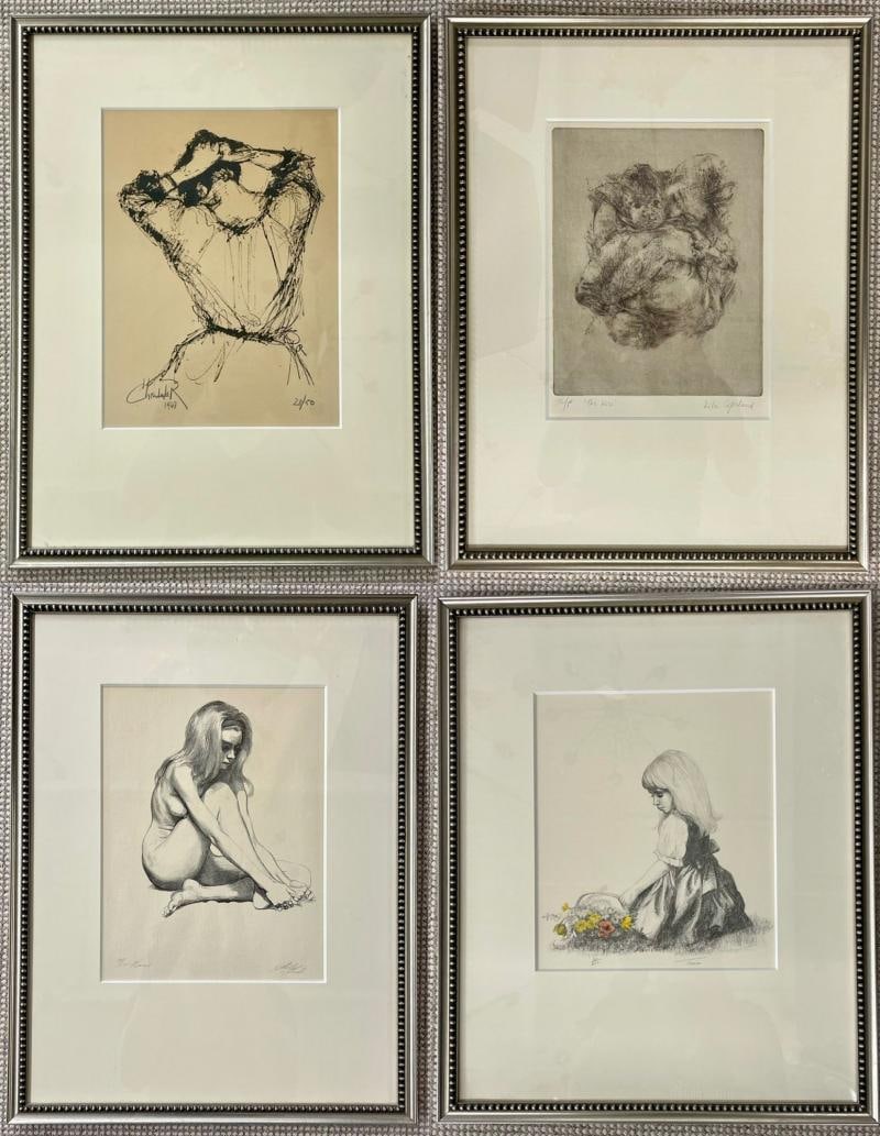 Four Framed Pencil Signed and Numbered Etchings, Finely Framed and Matted - 3