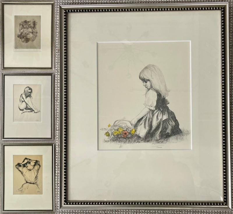 Four Framed Pencil Signed and Numbered Etchings, Finely Framed and Matted - 4