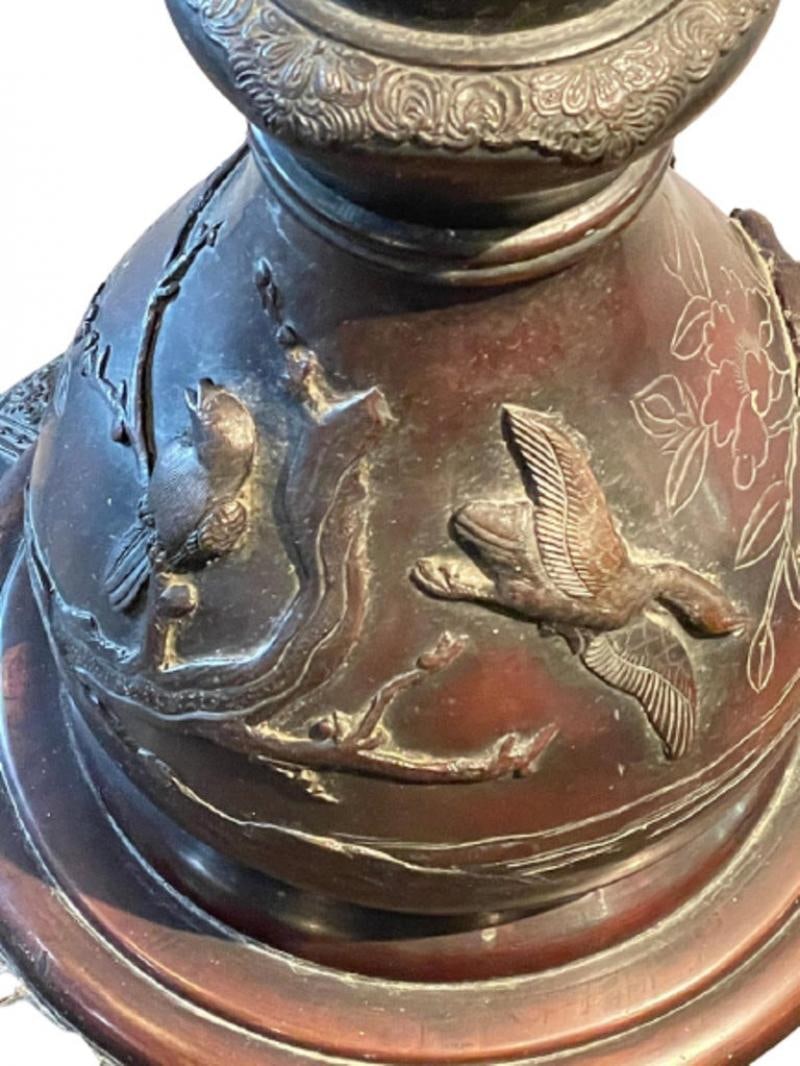 19th Century Japanese Meiji Bronze Torchiere or Floor Lamp - 10
