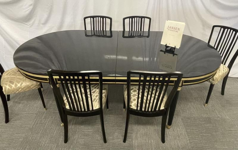Dining Table, Louis XVI Maison Jansen Style, Black Lacquer, 15 Feet, Refinished - 10