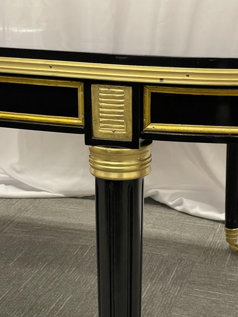 Dining Table, Louis XVI Maison Jansen Style, Black Lacquer, 15 Feet, Refinished - 12