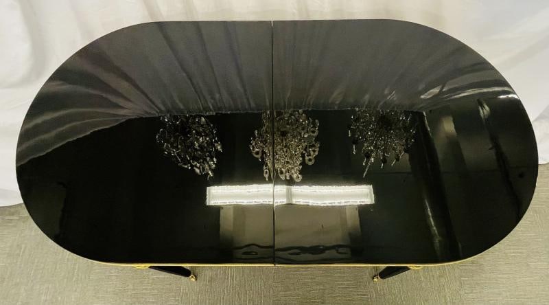 Dining Table, Louis XVI Maison Jansen Style, Black Lacquer, 15 Feet, Refinished - 6