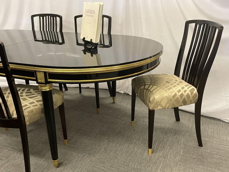 Dining Table, Louis XVI Maison Jansen Style, Black Lacquer, 15 Feet, Refinished - 9