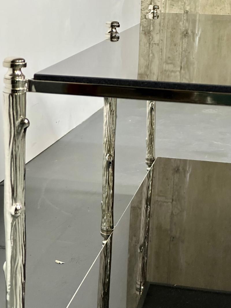Modern Two Tier Maison Bagues Style Coffee / Low Table, Black Granite - 10