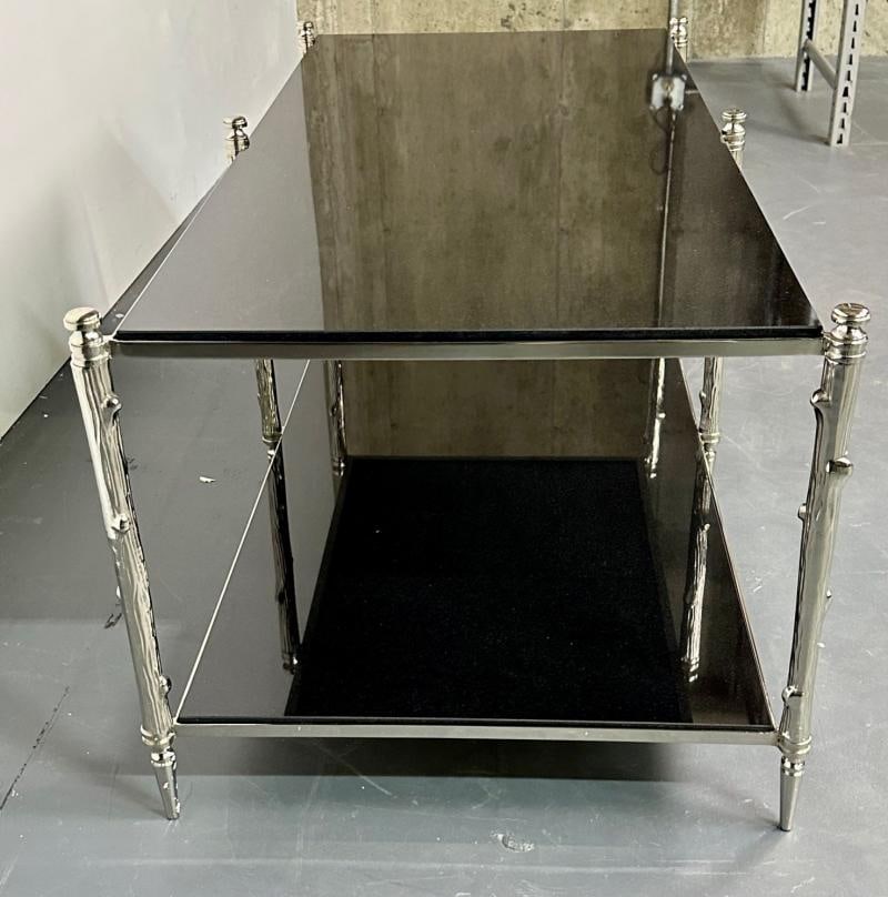 Modern Two Tier Maison Bagues Style Coffee / Low Table, Black Granite - 11
