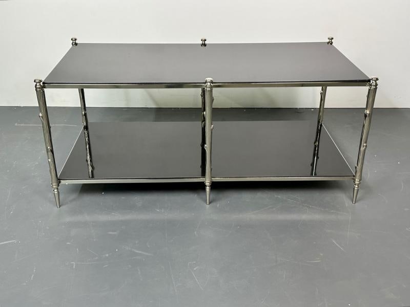 Modern Two Tier Maison Bagues Style Coffee / Low Table, Black Granite - 12