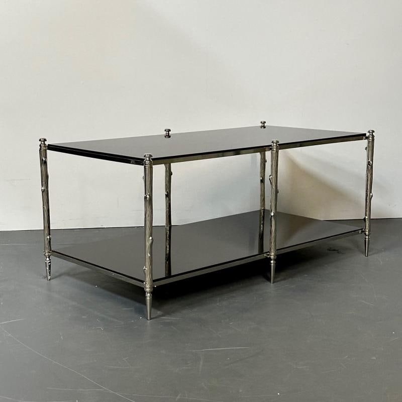 Modern Two Tier Maison Bagues Style Coffee / Low Table, Black Granite - 2