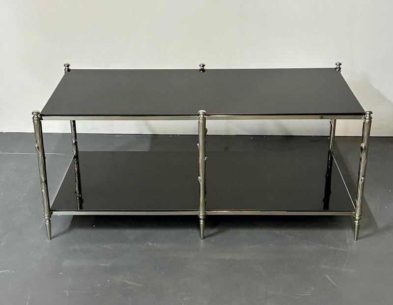Modern Two Tier Maison Bagues Style Coffee / Low Table, Black Granite - 8