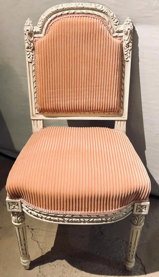 12 Swedish Louis XVI Style Dining / Side Chairs Painted Carved Frames New Fabric - 5