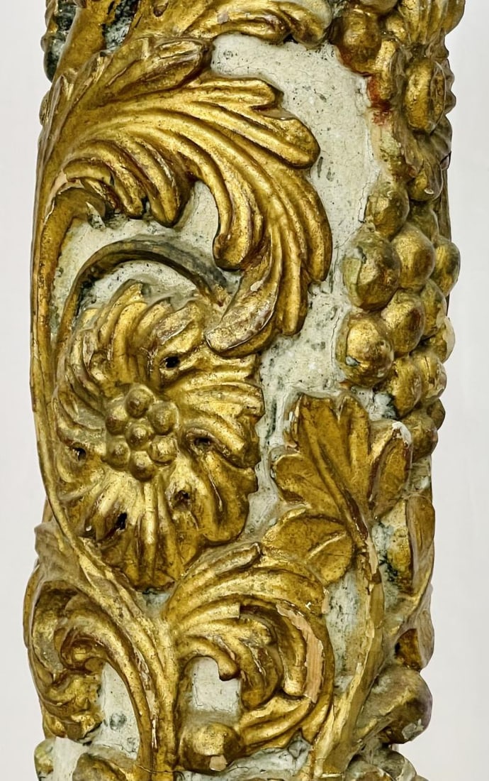 Pair of Giltwood and Paint Decorated Italian Columns, Pedestals, Gustavian Style - 11