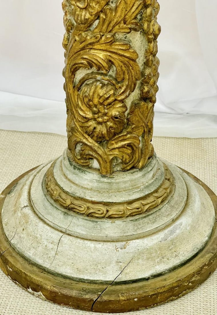 Pair of Giltwood and Paint Decorated Italian Columns, Pedestals, Gustavian Style - 7