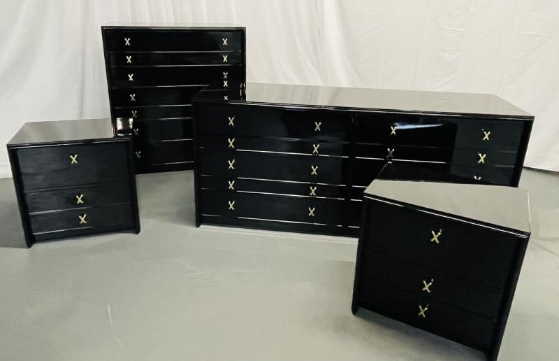 Paul Frankl Mid Century Modern John Stuart Bedroom Set, Ebony Lacquer Refinished - 3