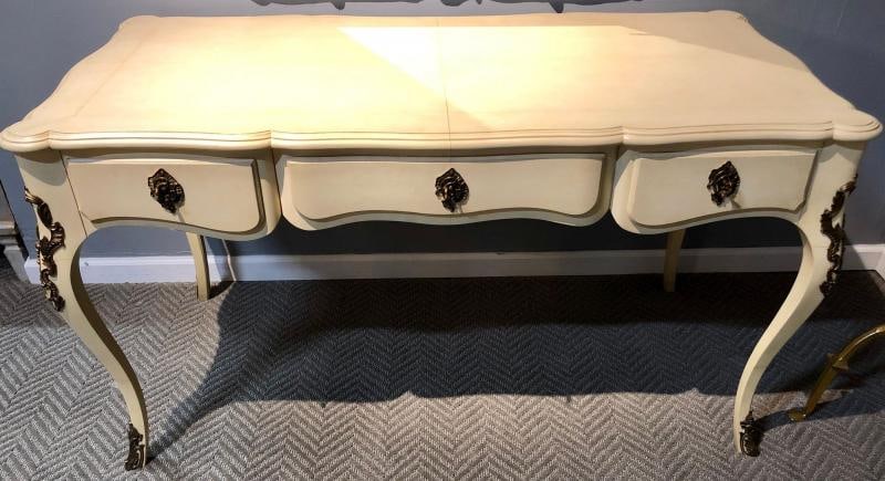 Hollywood Regency Style Parchment Desk Louis XV Style - 2
