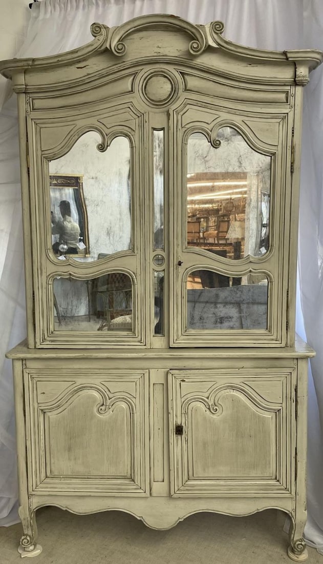 19th Century Gustavian Bookcase Cabinet, Cupboard, Antiqued Mirror, French - 3