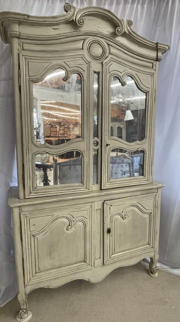 19th Century Gustavian Bookcase Cabinet, Cupboard, Antiqued Mirror, French - 4