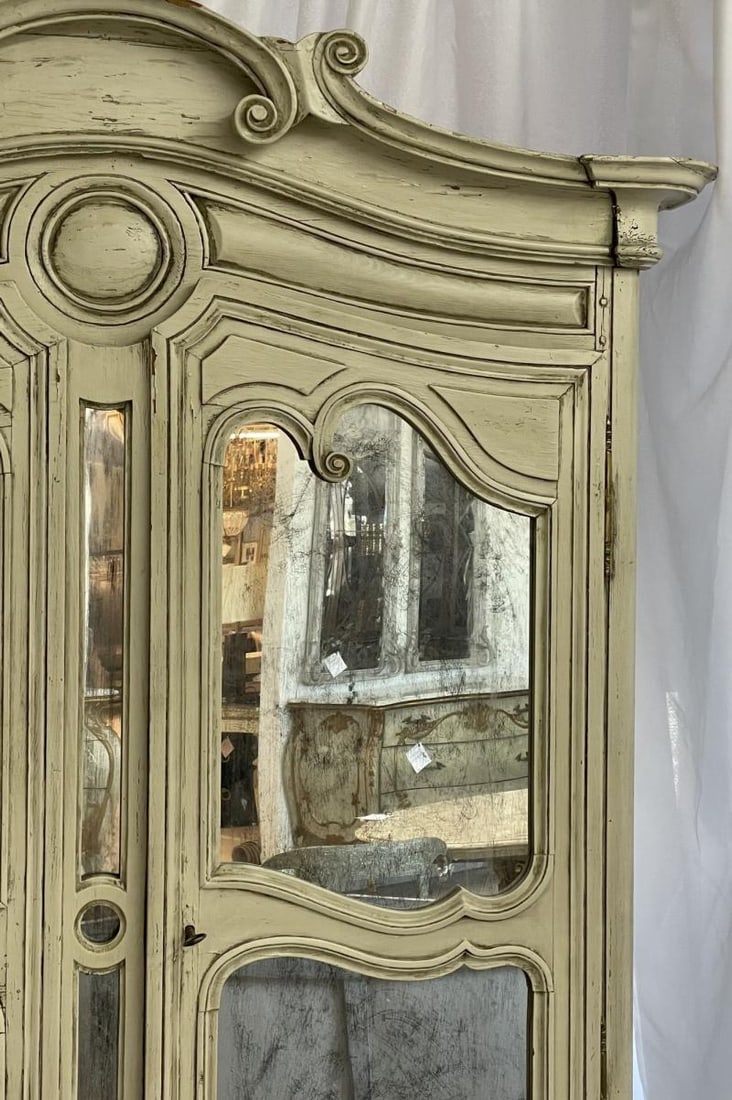 19th Century Gustavian Bookcase Cabinet, Cupboard, Antiqued Mirror, French - 5
