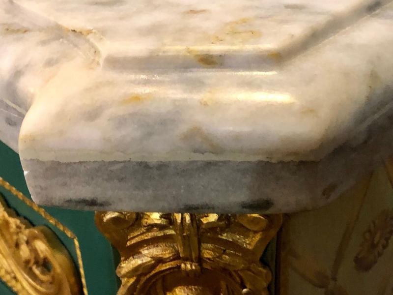 Paint Decorated Hollywood Regency Marble-Top Commodes Manner of M. Jansen, Pair - 11