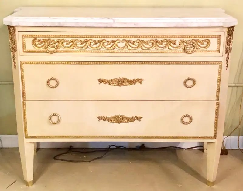 Hollywood Regency Maison Jansen Style Commodes or Nightstands a Pair - 2