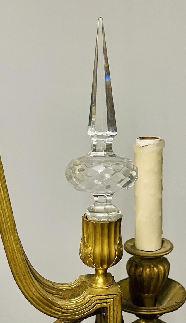 Louis XVI 19th Century Dore Bronze Chandelier, Six Light, Estate Item - 10