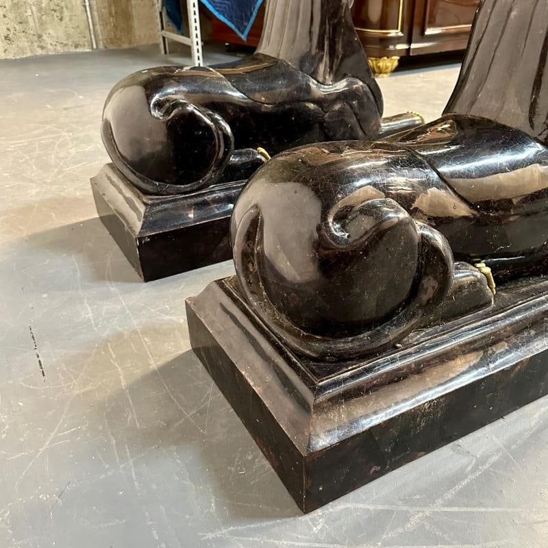 Pair of Maitland Smith Tessellated Egyptian Seated Sphinxes, Entryway - 12