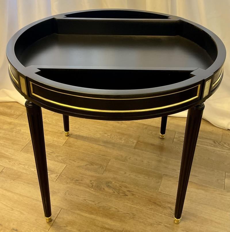 Hollywood Regency Ebony Game, Card Table, Louis XVI Style, Bronze Mounted - 12