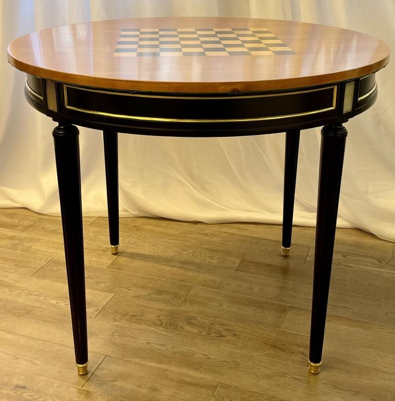 Hollywood Regency Ebony Game, Card Table, Louis XVI Style, Bronze Mounted - 2
