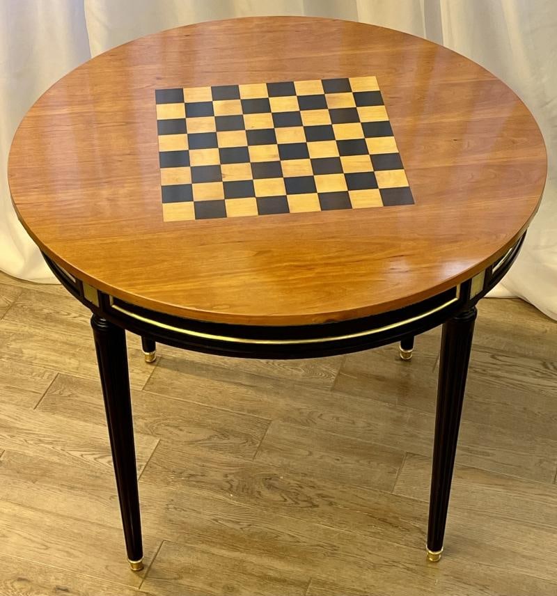 Hollywood Regency Ebony Game, Card Table, Louis XVI Style, Bronze Mounted - 9