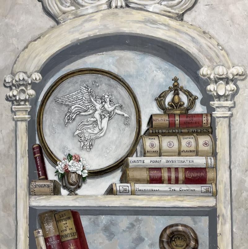 Pair of Oil on Canvas Standing Wall Decoration, Gustavian, Italian Style - 12
