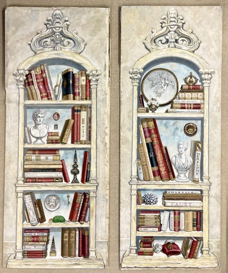 Pair of Oil on Canvas Standing Wall Decoration, Gustavian, Italian Style - 2