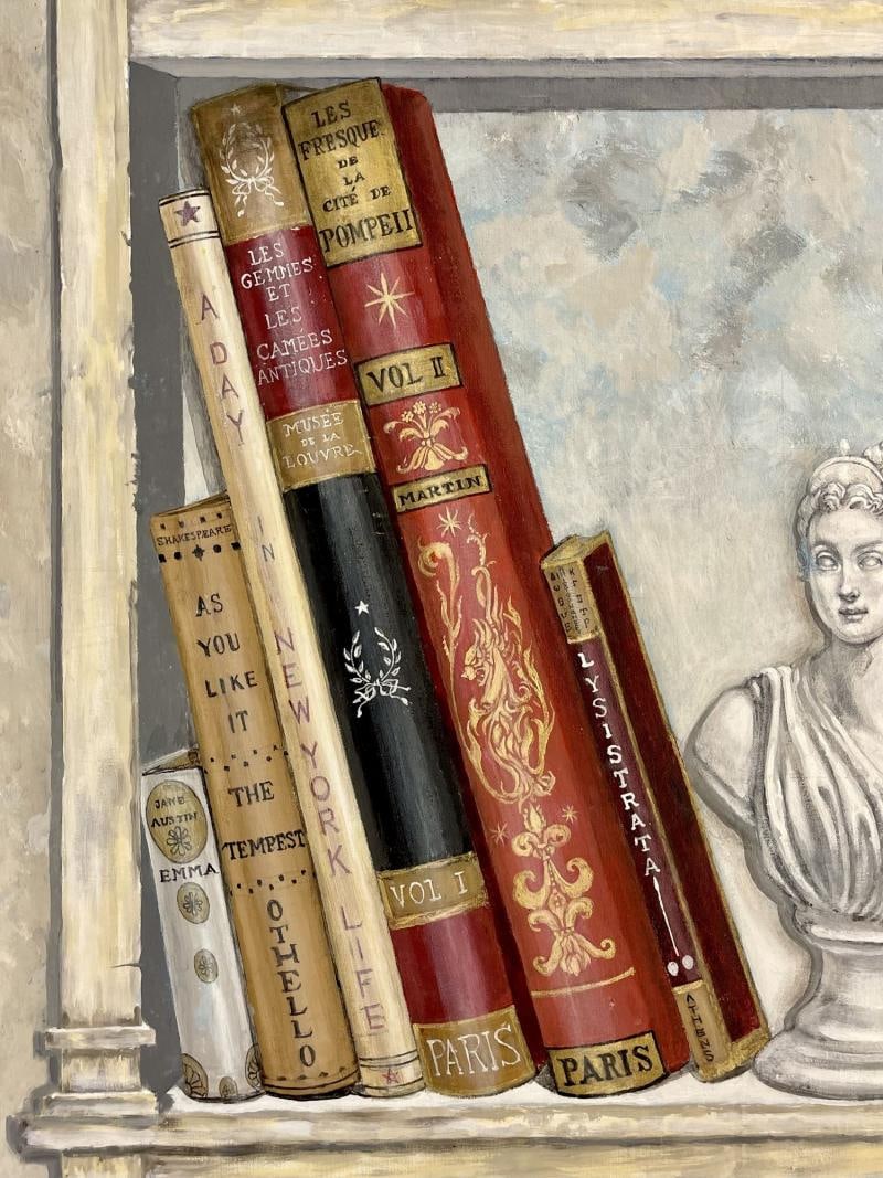 Pair of Oil on Canvas Standing Wall Decoration, Gustavian, Italian Style - 6