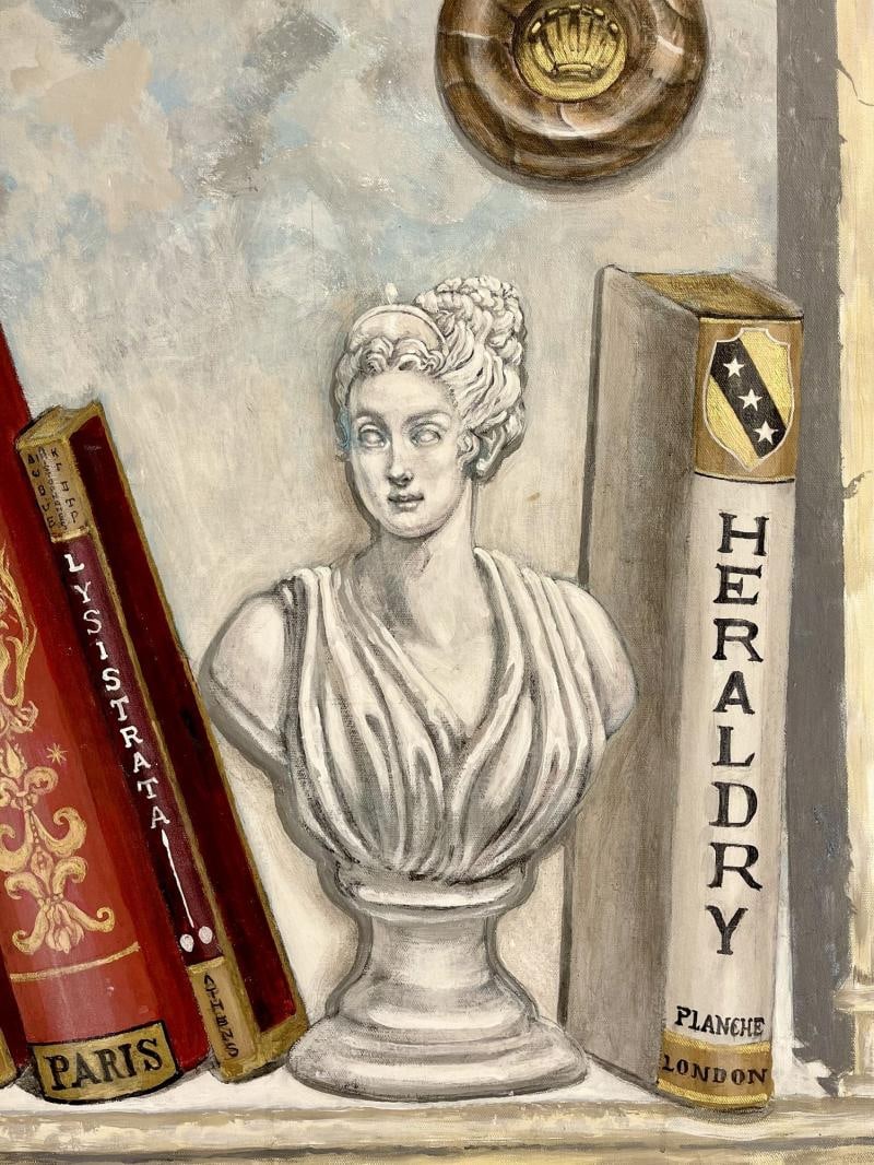 Pair of Oil on Canvas Standing Wall Decoration, Gustavian, Italian Style - 7