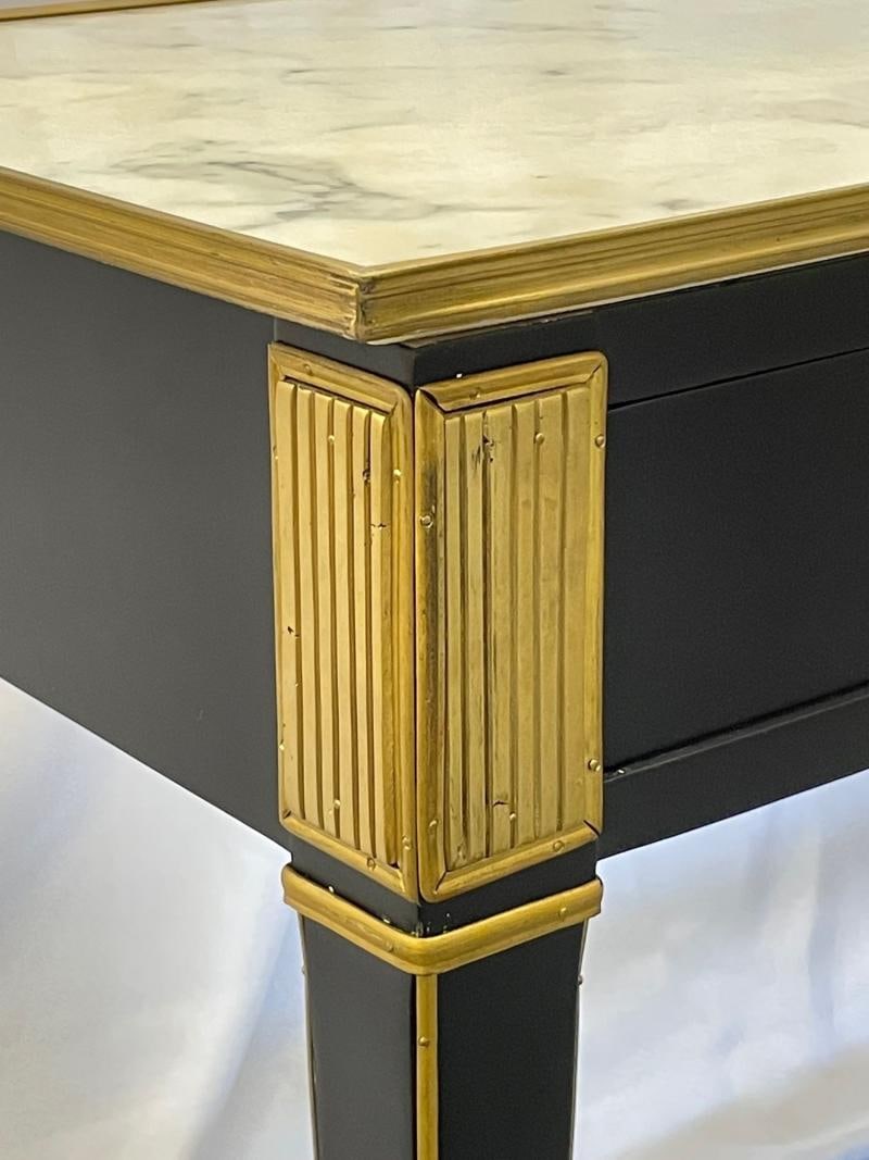Pair of Hollywood Regency Neoclassical Ebony Console Tables, Manner Jansen - 11