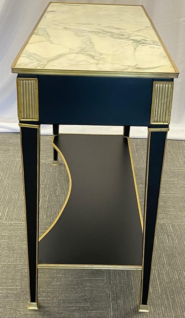 Pair of Hollywood Regency Neoclassical Ebony Console Tables, Manner Jansen - 9