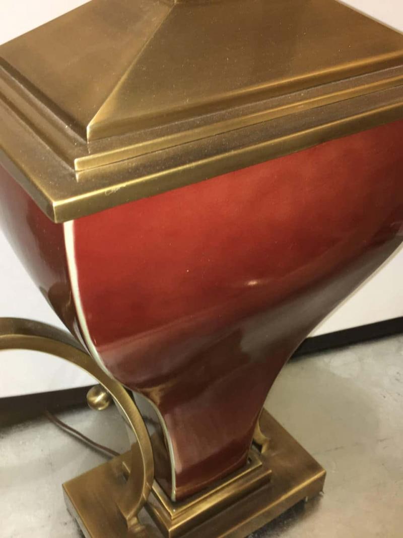 Pair of Art Deco Style Brass Mounted Porcelain Table Lamps - 8