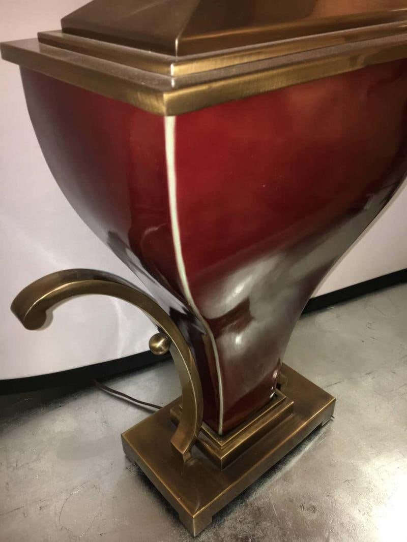 Pair of Art Deco Style Brass Mounted Porcelain Table Lamps - 9