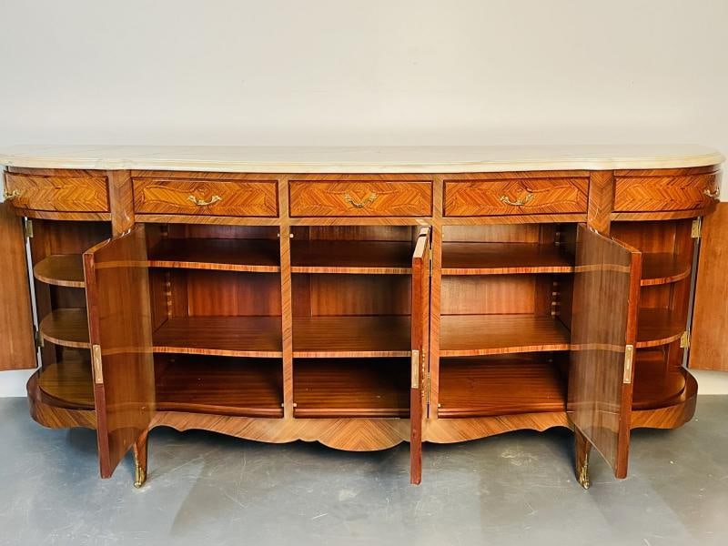 Louis XV Style Rosewood Inlaid Sideboard, Credenza, Cabinet, Bronze Mounted - 3