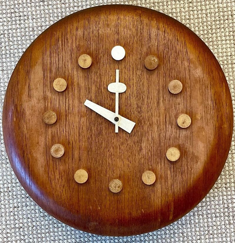 Mid-Century Modern Danish Wall Clock by Fritz Hansen, George Nelson, Teak, 1957 - 2