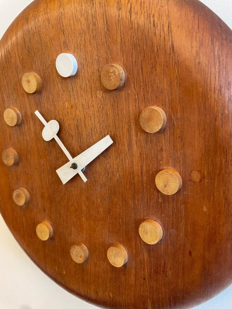 Mid-Century Modern Danish Wall Clock by Fritz Hansen, George Nelson, Teak, 1957 - 9