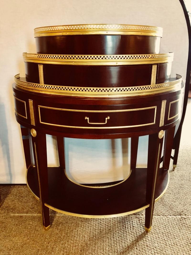 Pair of Russian Neoclassical Style Demilune End Tables or Nightstand Commodes - 2