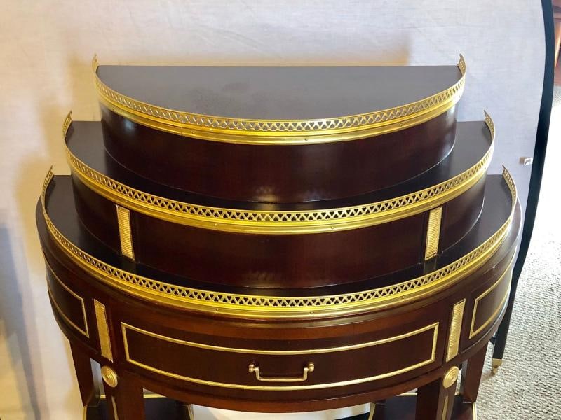 Pair of Russian Neoclassical Style Demilune End Tables or Nightstand Commodes - 4