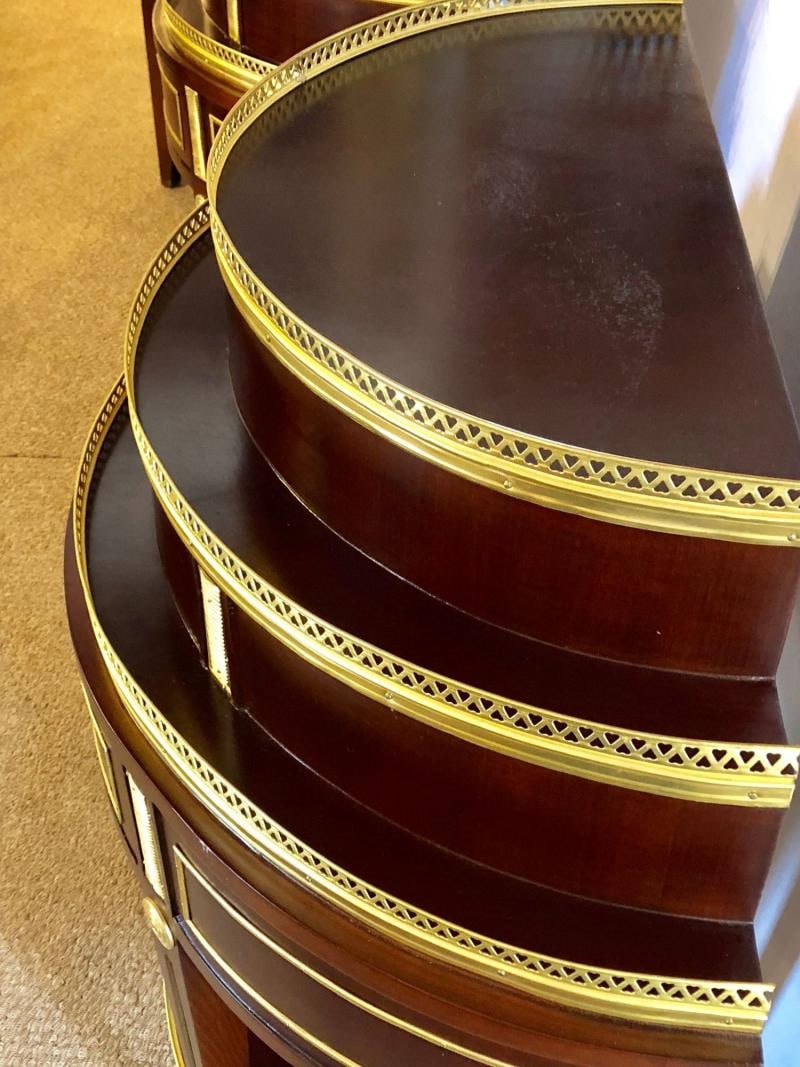 Pair of Russian Neoclassical Style Demilune End Tables or Nightstand Commodes - 5