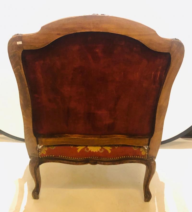 19th Century Louis XV Style Armchair Bergere Petite and Gros Point Upholstery - 8