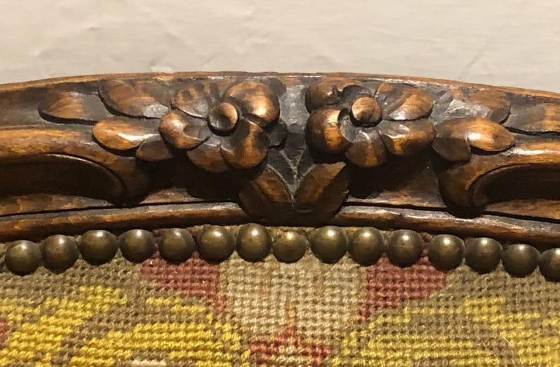 19th Century Louis XV Style Armchair Bergere Petite and Gros Point Upholstery - 9